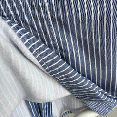 1970s French Workwear Cotton Striped Shirt with Misaligned Buttons