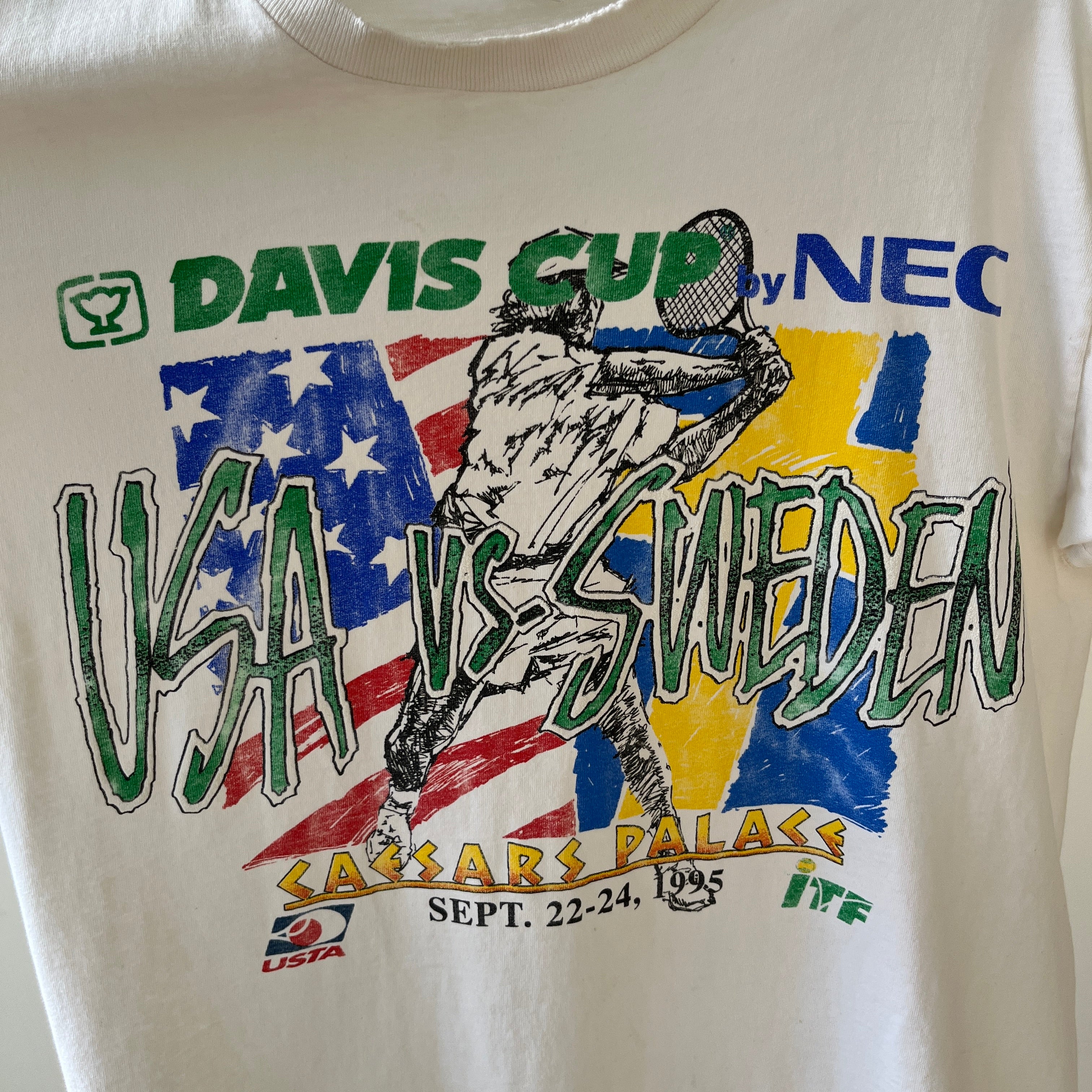1995 Davis Cup Tennis USA vs Sweden T Shirt