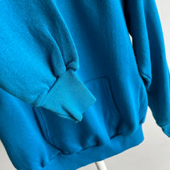 1980s Barely/Never? Worn Turquoise Pullover Hoodie