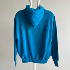 1980s Barely/Never? Worn Turquoise Pullover Hoodie