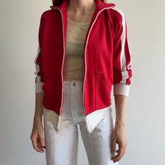 1970s Double Stripe Super Sofe Mock Neck Zip Up Sweatshirt/Track Jacket