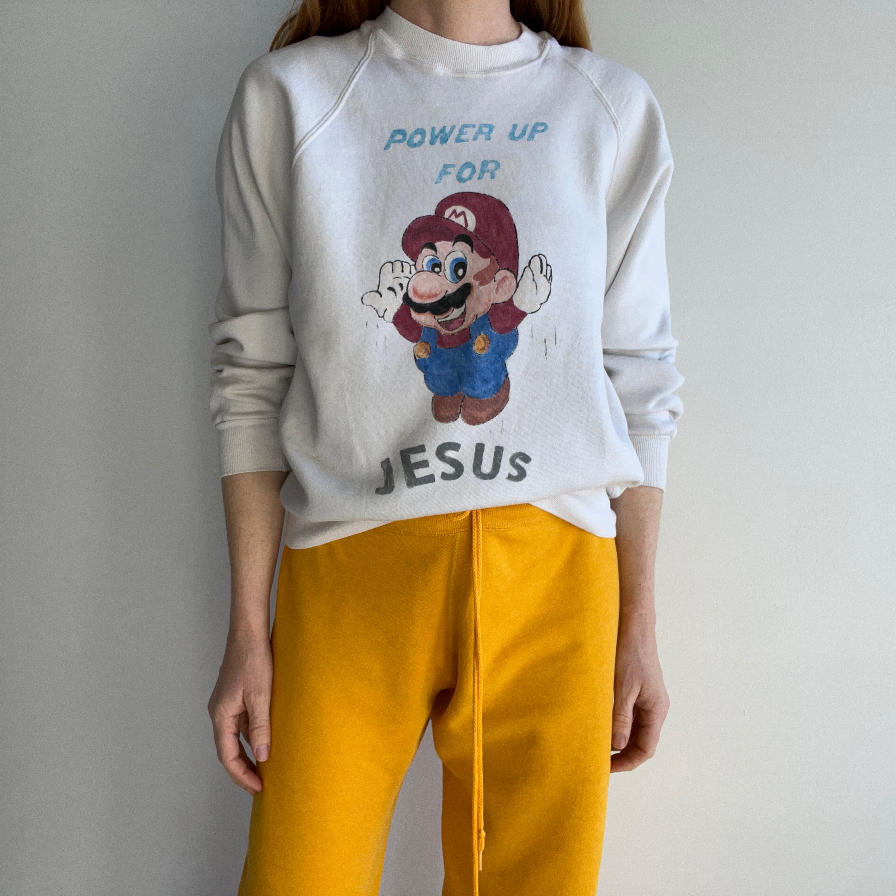 1980s DIY Power Up For Jesus Sweatshirt