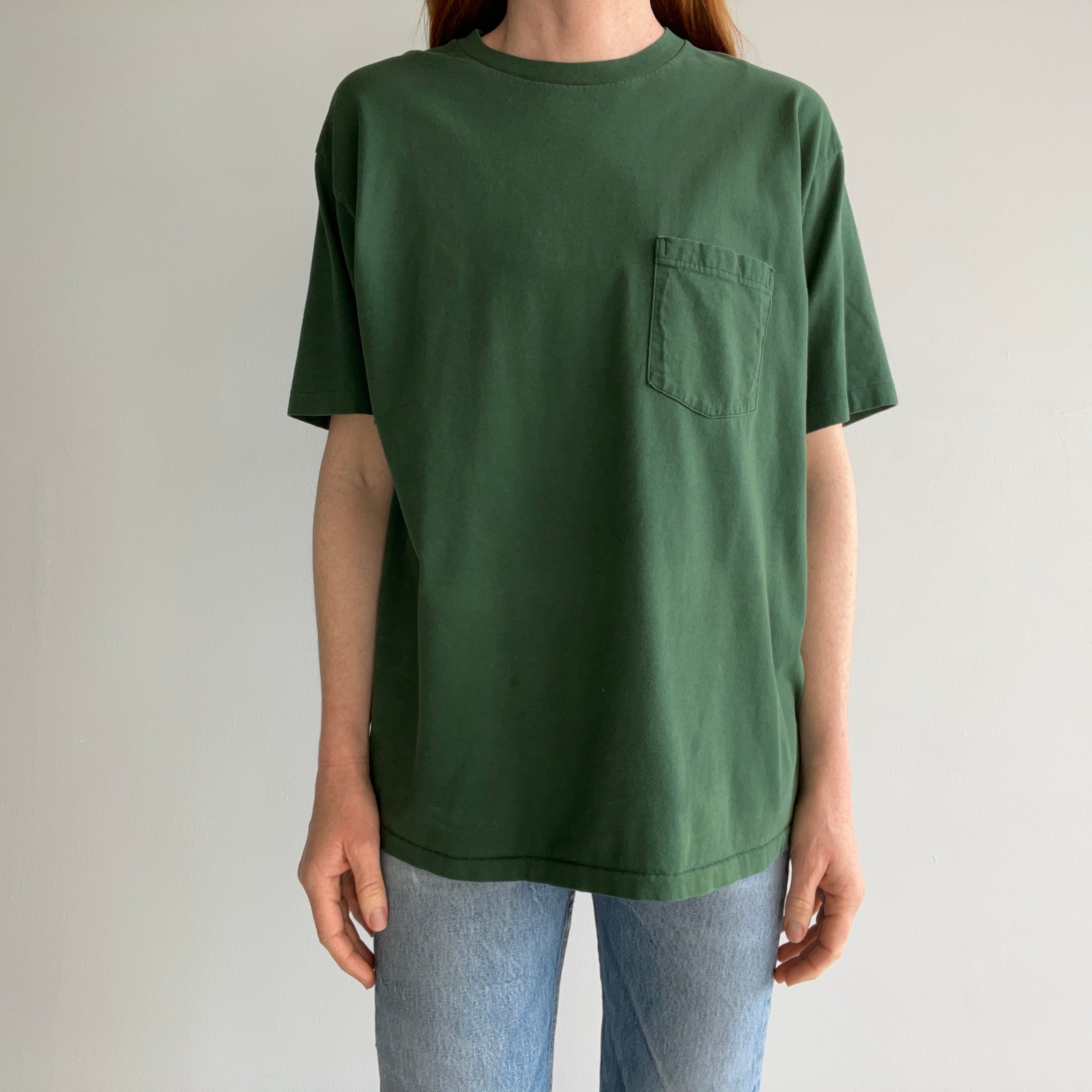 1990s USA Made Gap Pocket T-Shirt with Extreme Fading at the Pits