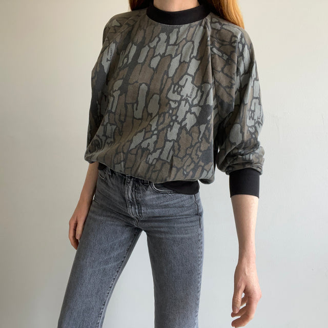 1980s Tree Bark Long Sleeve Sweatshirt/Shirt