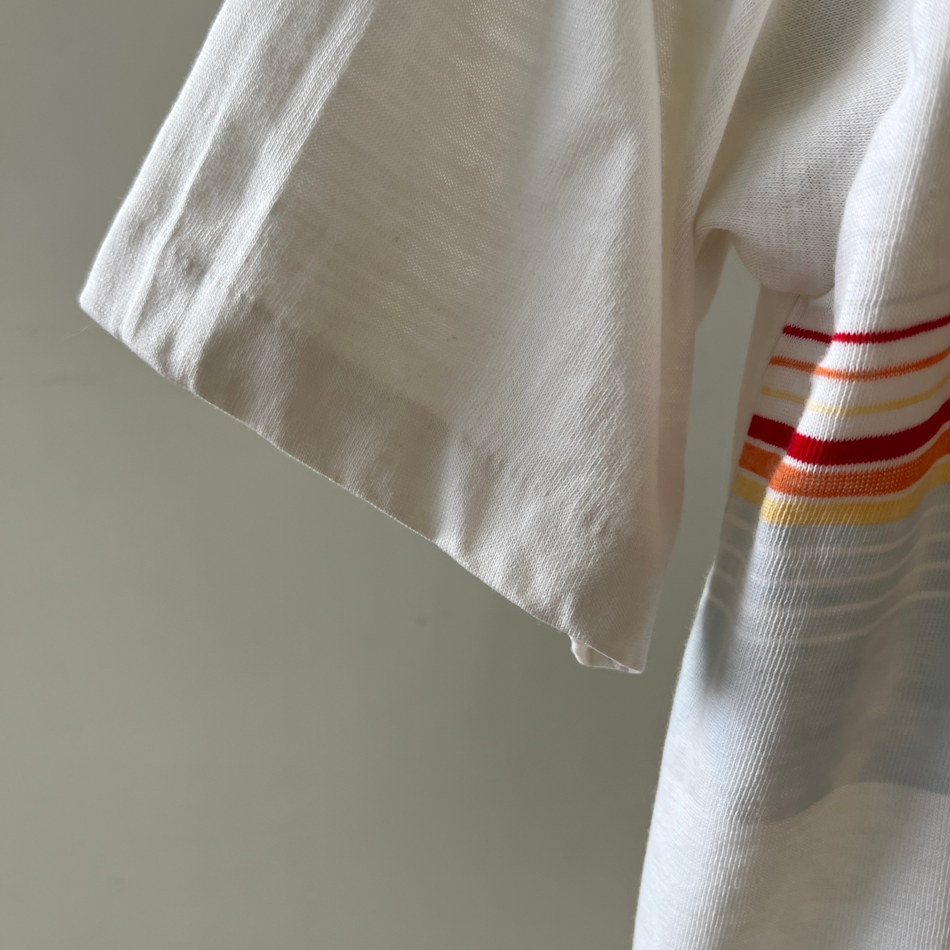 1970s Camp Arcadia V Neck T Shirt - Velva Sheen Alert!