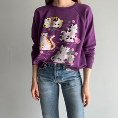 1980s Cats and Yarn and Flowers and Bows Sweatshirt