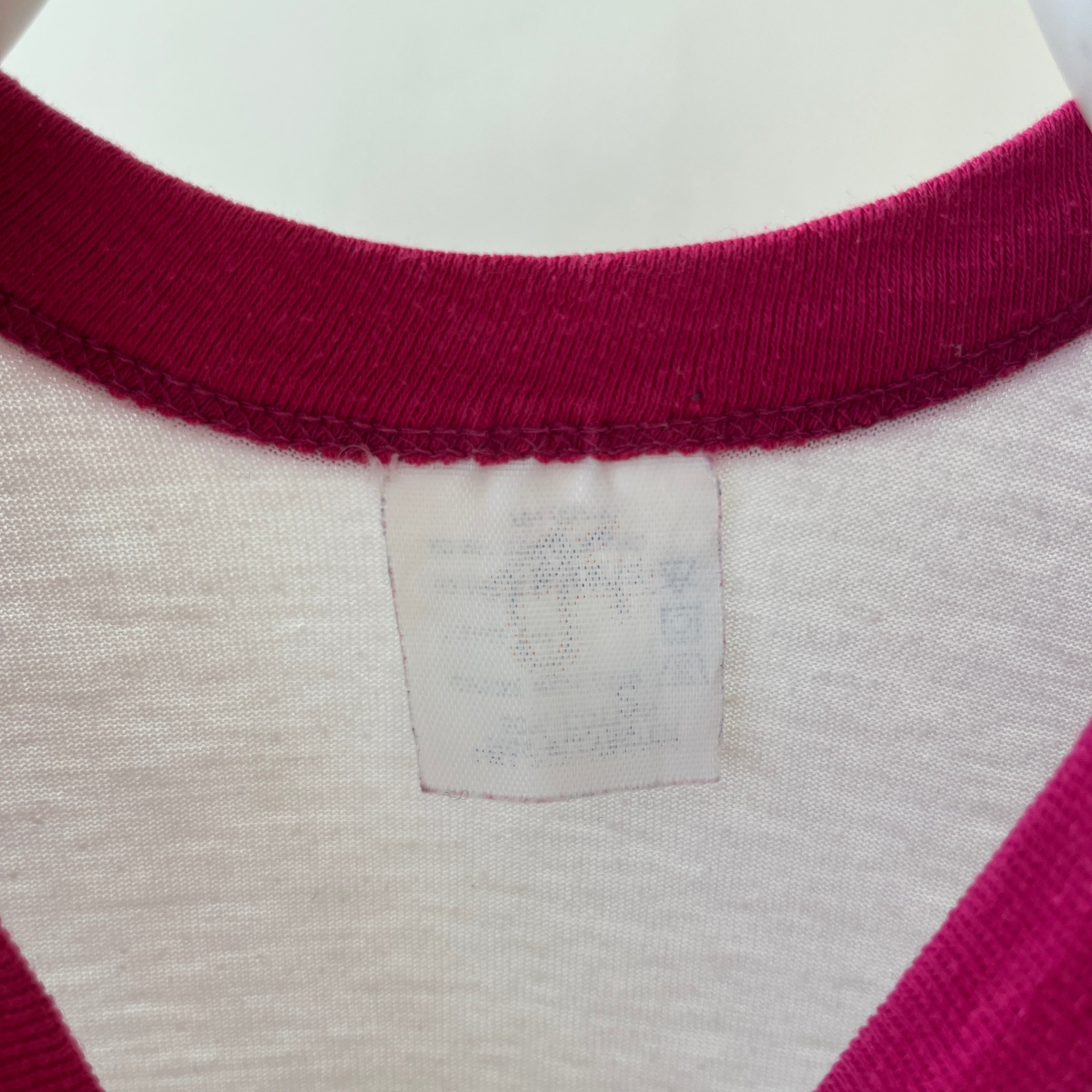 1970s Corvette Pink and White Baseball T Shirt