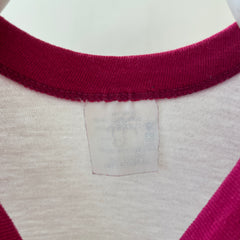 1970s Corvette Pink and White Baseball T Shirt