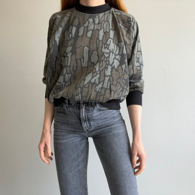 1980s Tree Bark Long Sleeve Sweatshirt/Shirt