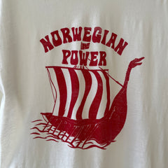 1970s Norwegian Power T Shirt - Soft and Thin - A true beauty!