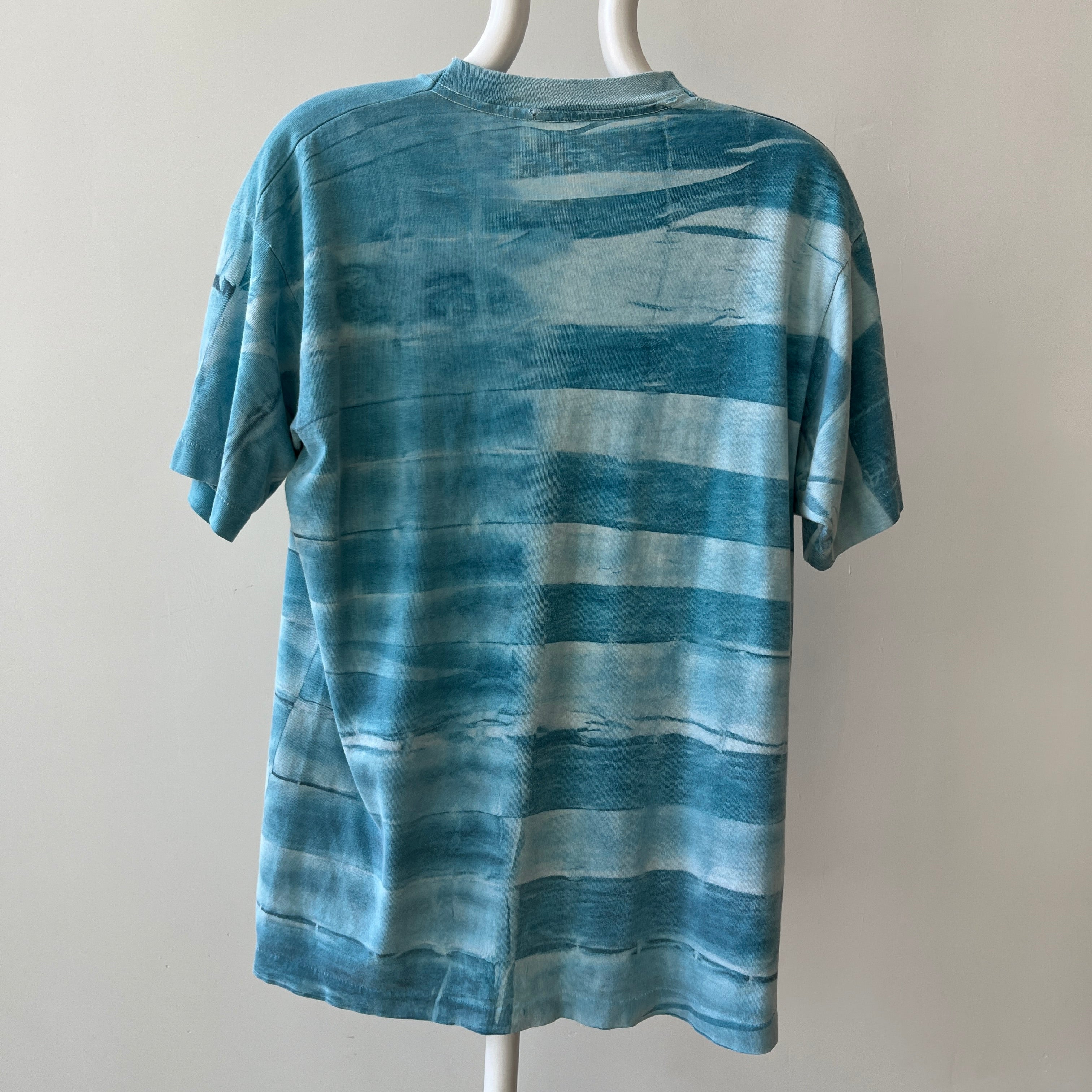 1990s Striped Tie Dye T-Shirt - !!!