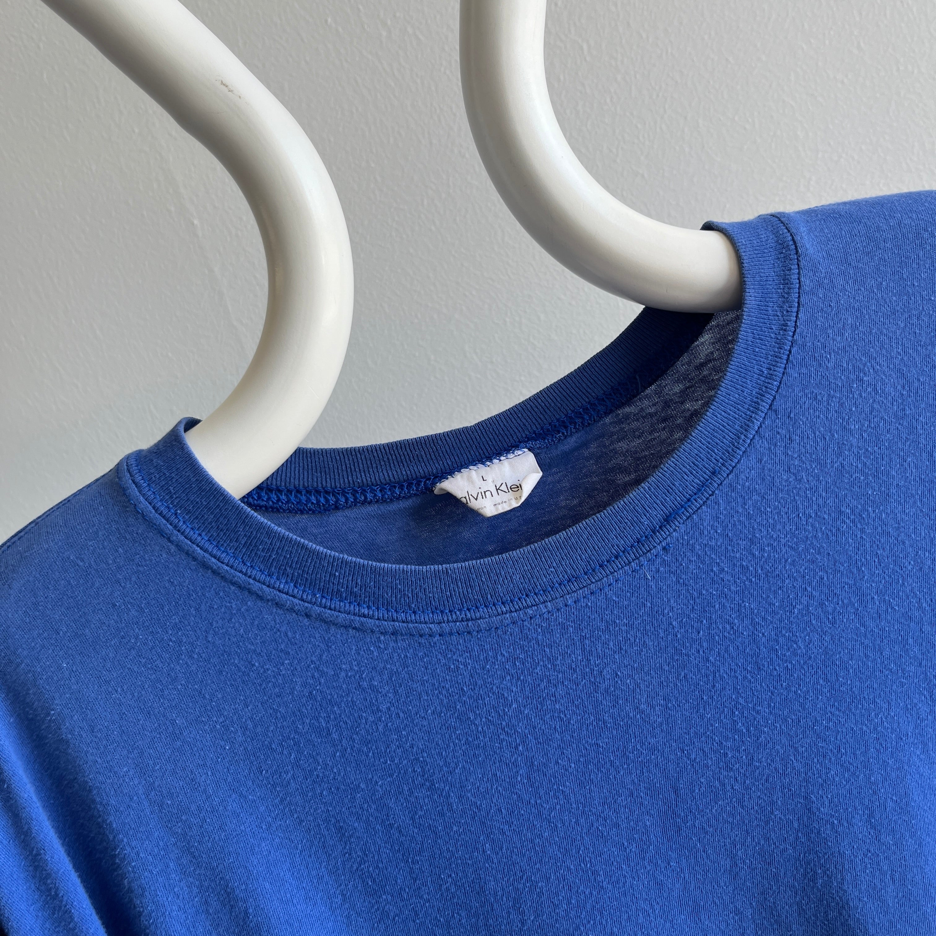 1990s USA Made Calvin Klein Dodger Blue Soft and Slouchy T-Shirt