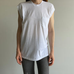 1980s Blank White Pocket Muscle T-Shirt