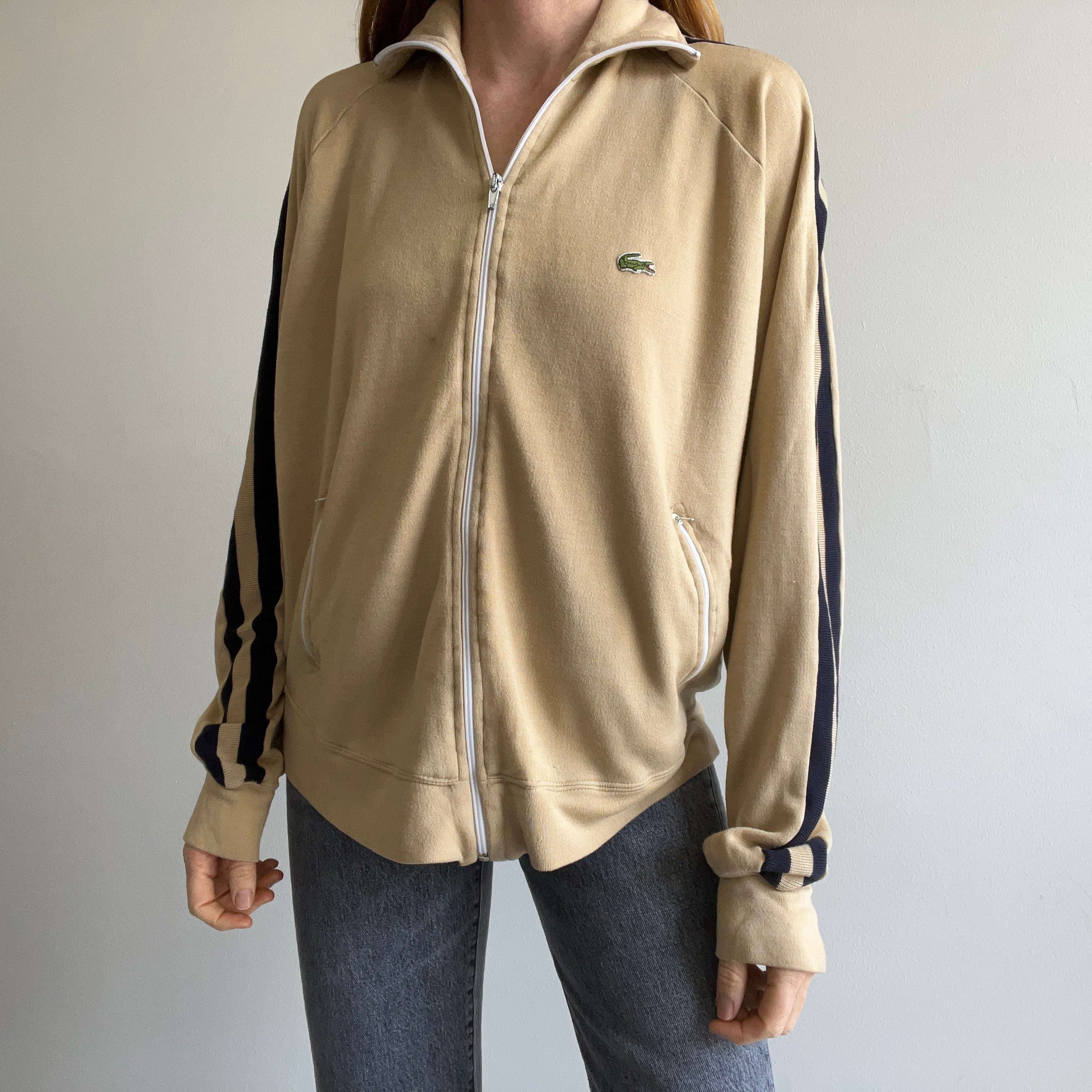 1970/80s Izod Slouchy Zip Up Mock Neck Tracksuit Sweatshirt