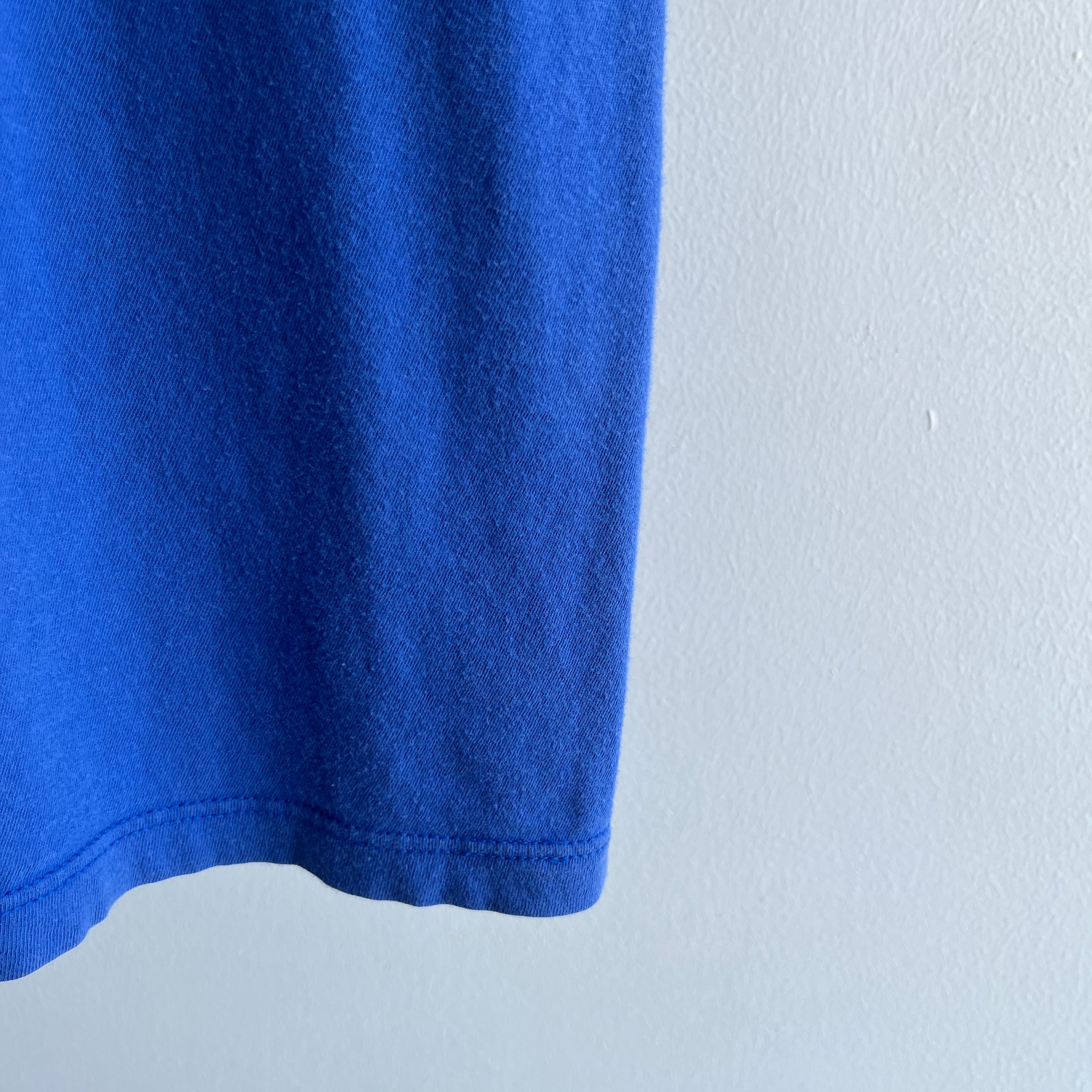 1990s USA Made Calvin Klein Dodger Blue Soft and Slouchy T-Shirt