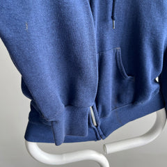 1980s Smaller Navy Zip Up Hoodie with Mending