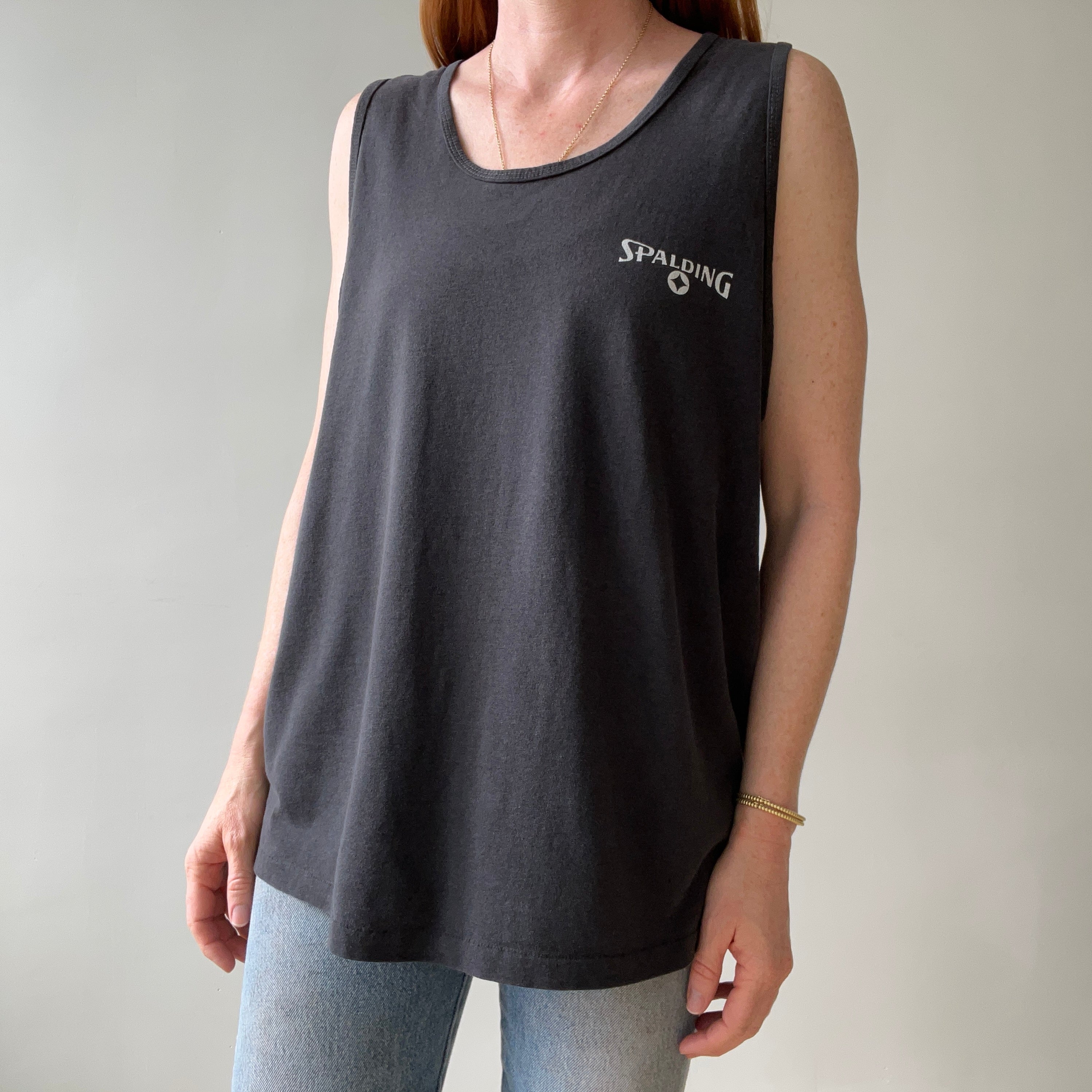1980s Faded Black Spalding Tank Top