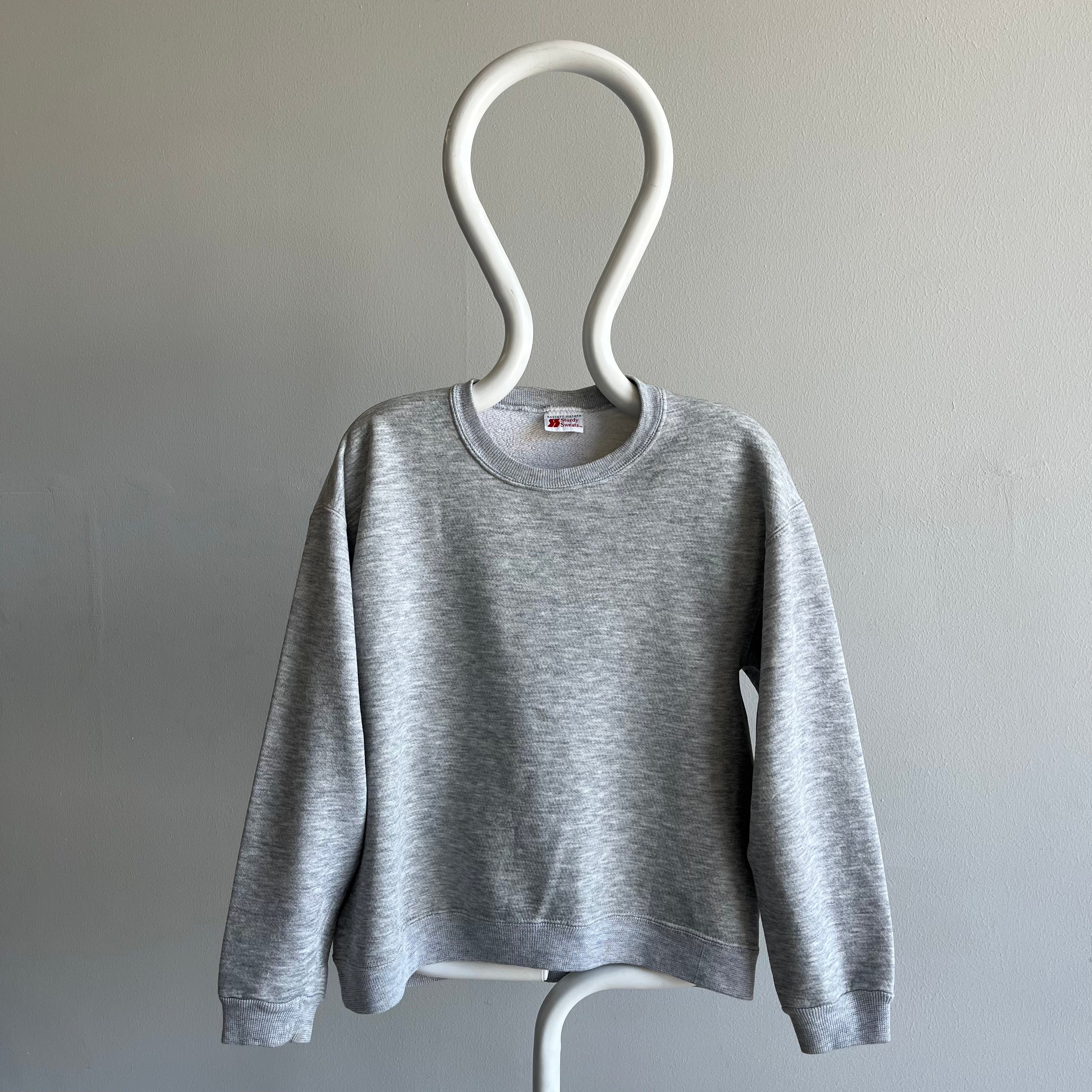 1980s Dreamy Bassett Walker Sturdy Sweats Blank Gray Sweatshirt