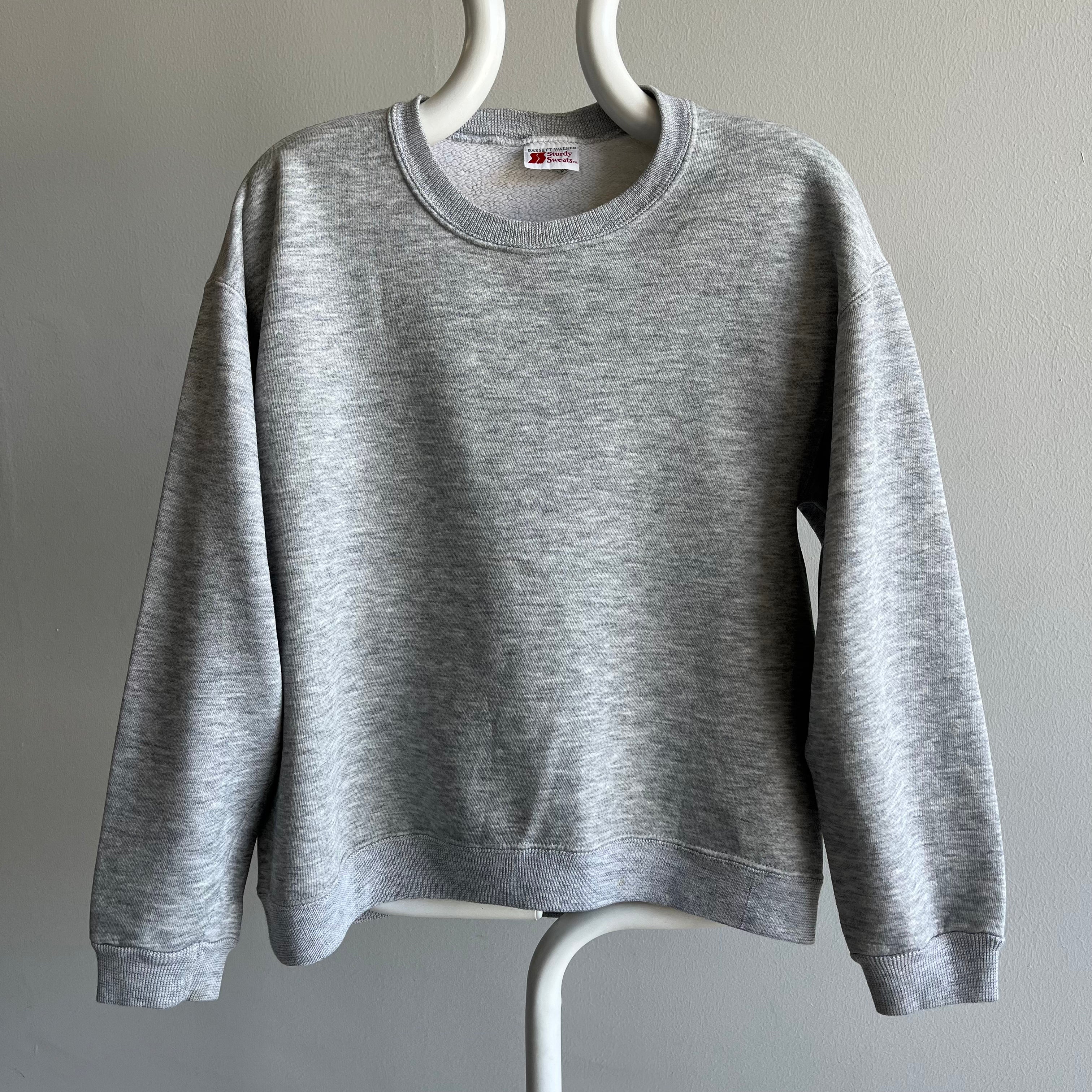 1980s Dreamy Bassett Walker Sturdy Sweats Blank Gray Sweatshirt