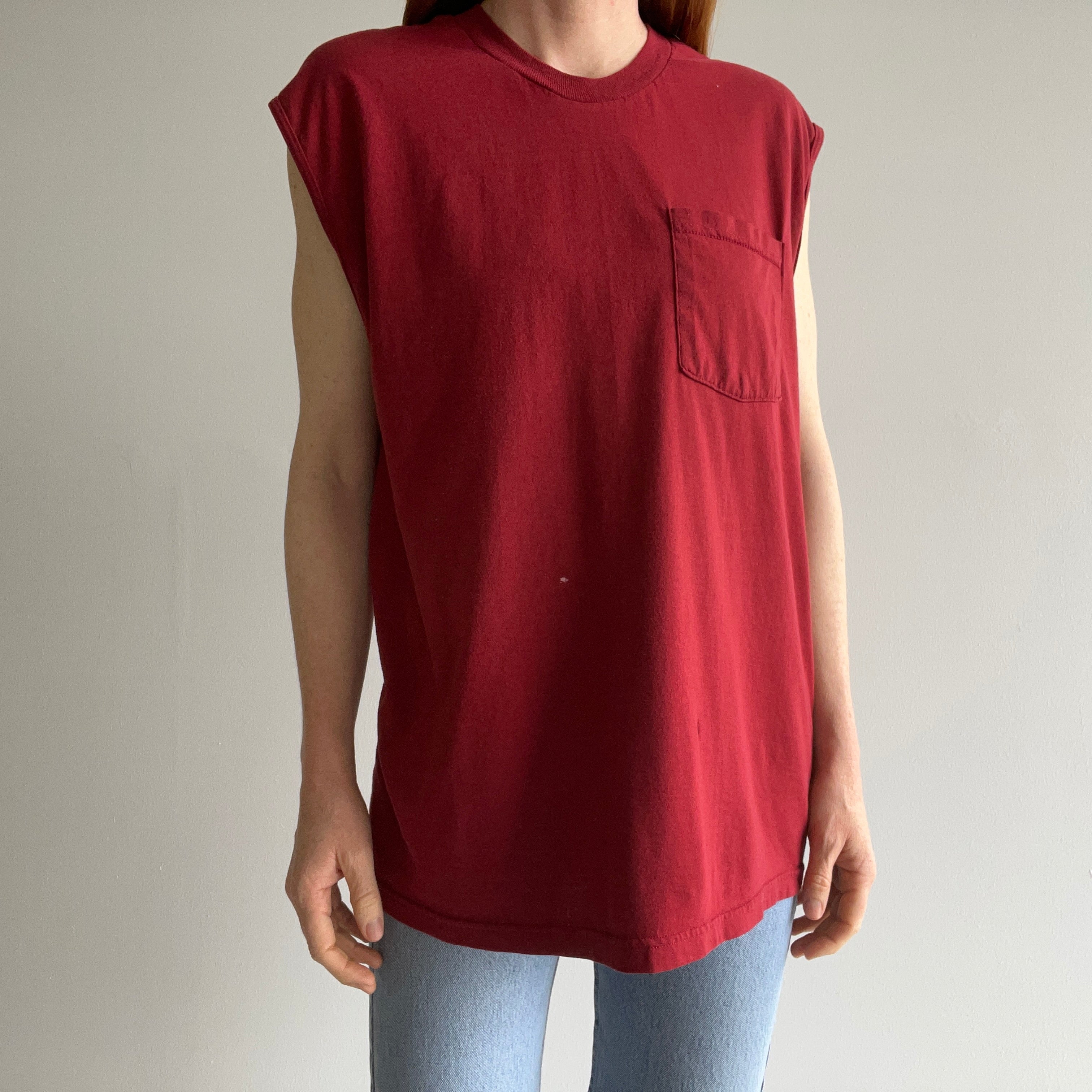 1990s Burgundy Pocket Tank Top by FOTL