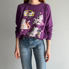 1980s Cats and Yarn and Flowers and Bows Sweatshirt