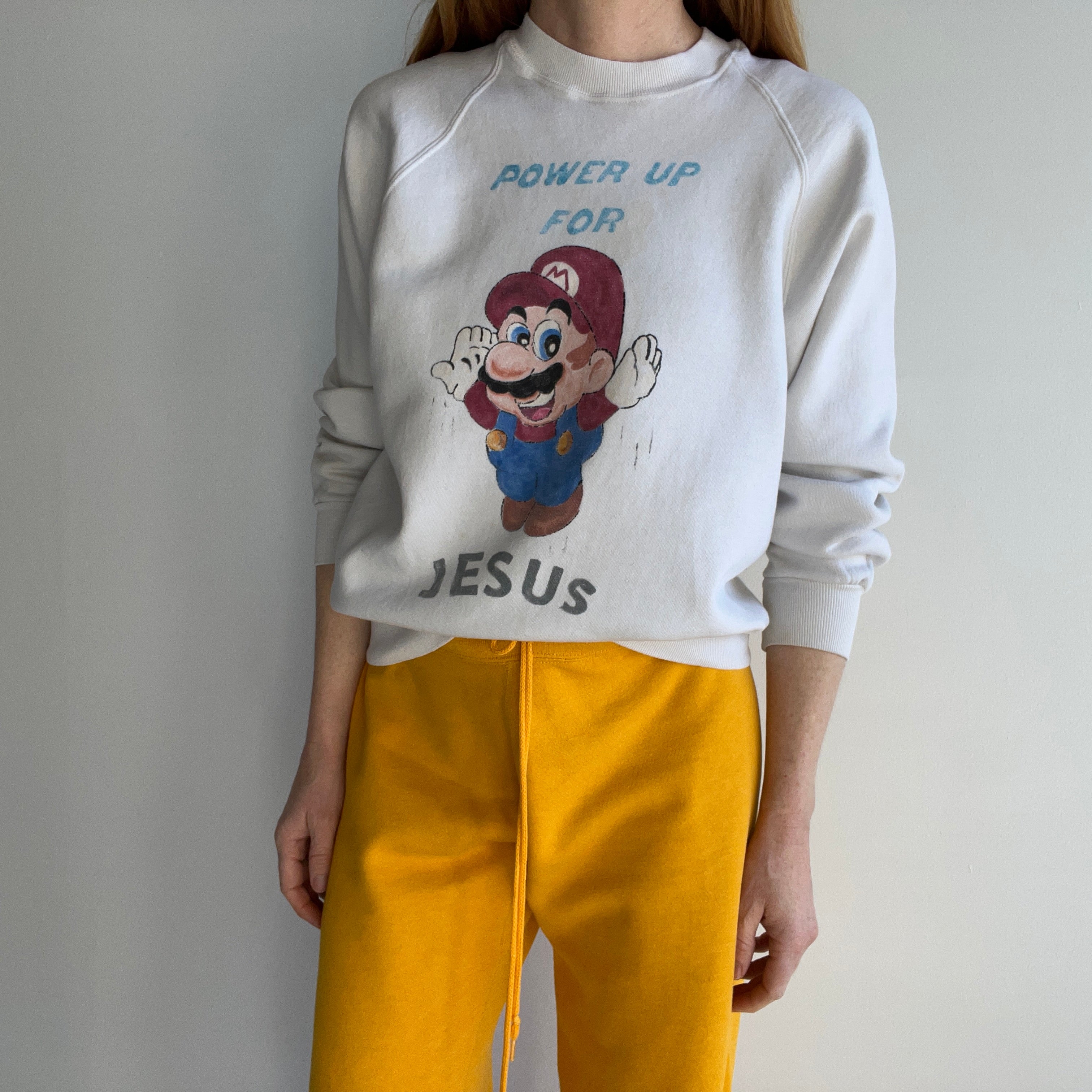 1980s DIY Power Up For Jesus Sweatshirt