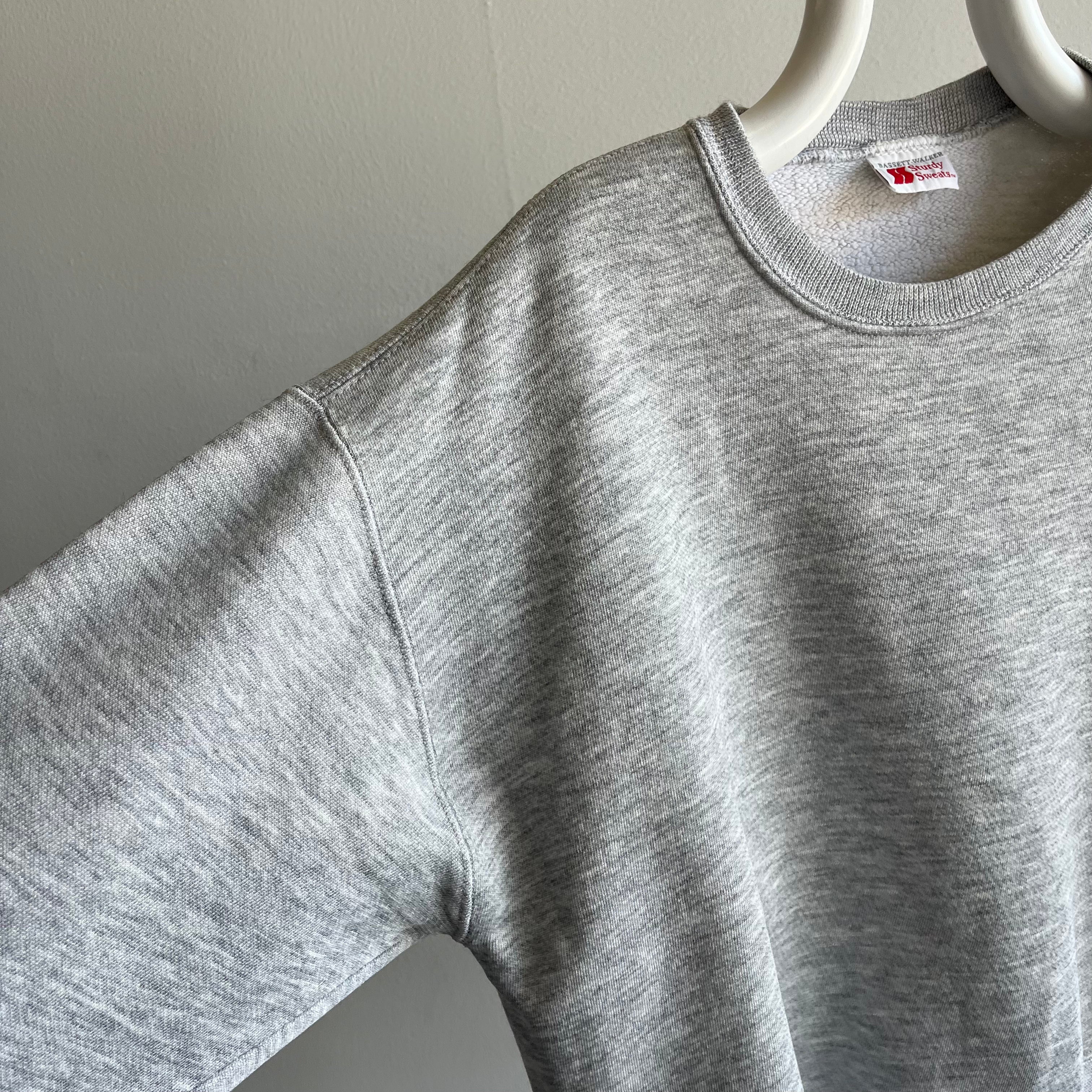 1980s Dreamy Bassett Walker Sturdy Sweats Blank Gray Sweatshirt