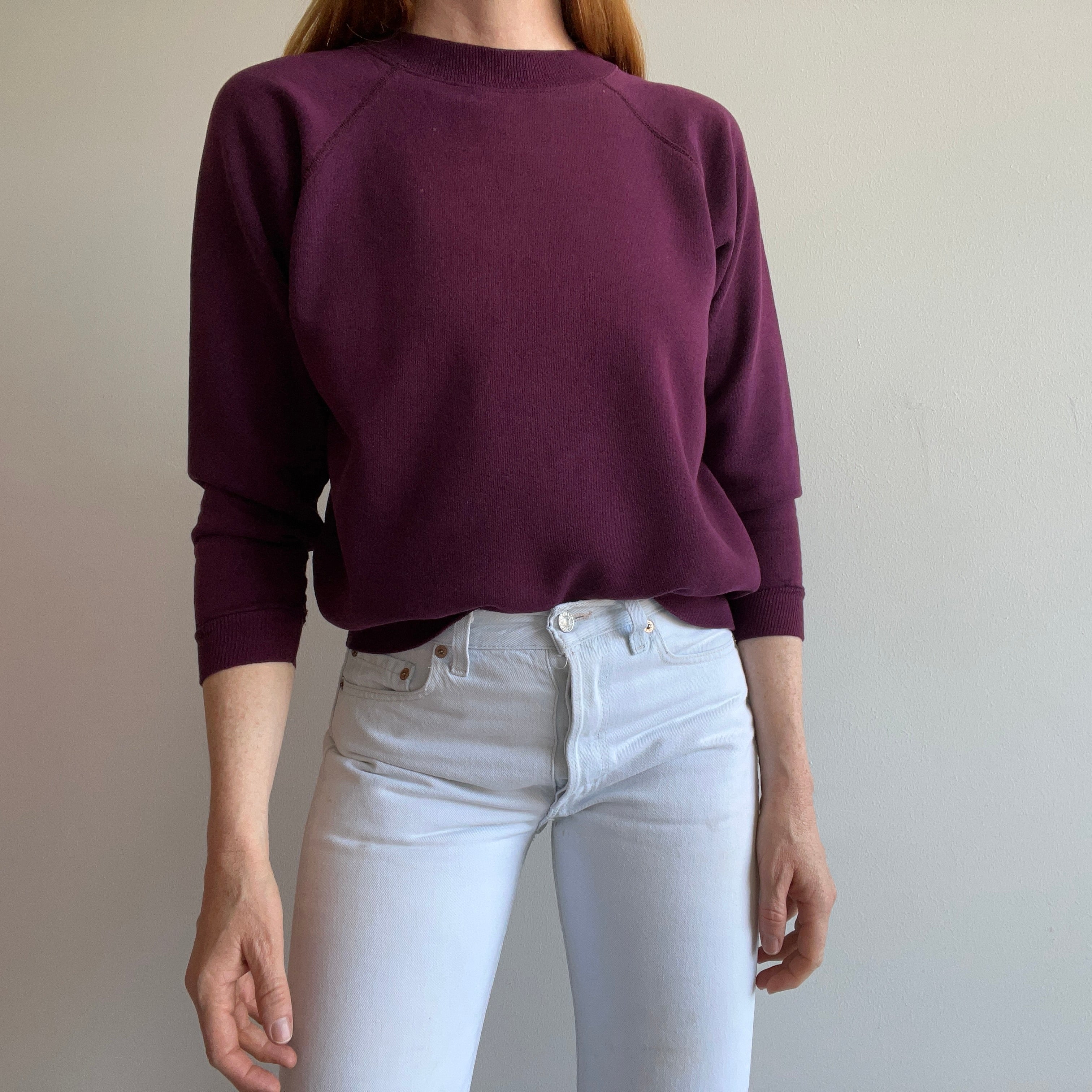 1990s Hanes Burgundy/Purple Blank Raglan