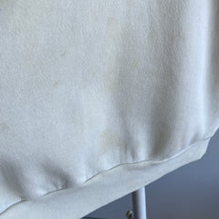 1980s Super Sun Faded and Stained Buttery Pale Yellow Sturdy Sweatshirt by Pannill