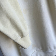 1980s Super Sun Faded and Stained Buttery Pale Yellow Sturdy Sweatshirt by Pannill