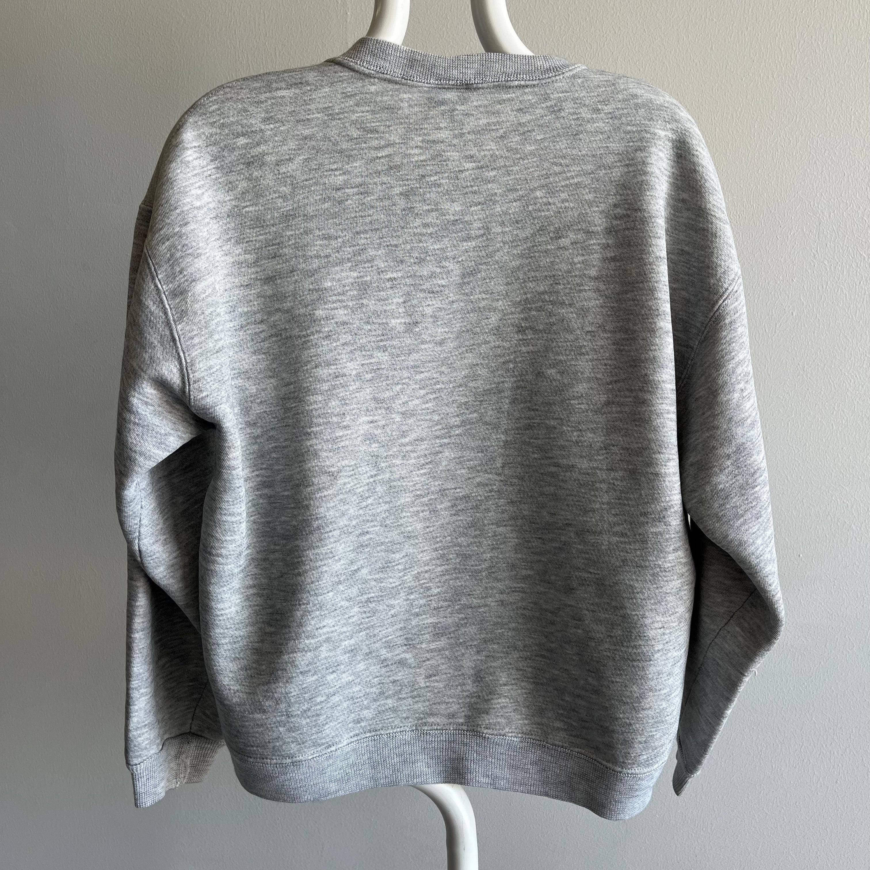 1980s Dreamy Bassett Walker Sturdy Sweats Blank Gray Sweatshirt