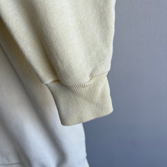 1980s Super Sun Faded and Stained Buttery Pale Yellow Sturdy Sweatshirt by Pannill