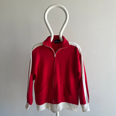 1970s Double Stripe Super Sofe Mock Neck Zip Up Sweatshirt/Track Jacket