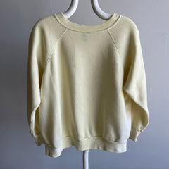 1980s Super Sun Faded and Stained Buttery Pale Yellow Sturdy Sweatshirt by Pannill