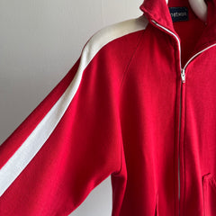 1970s Double Stripe Super Sofe Mock Neck Zip Up Sweatshirt/Track Jacket