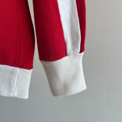 1970s Double Stripe Super Sofe Mock Neck Zip Up Sweatshirt/Track Jacket