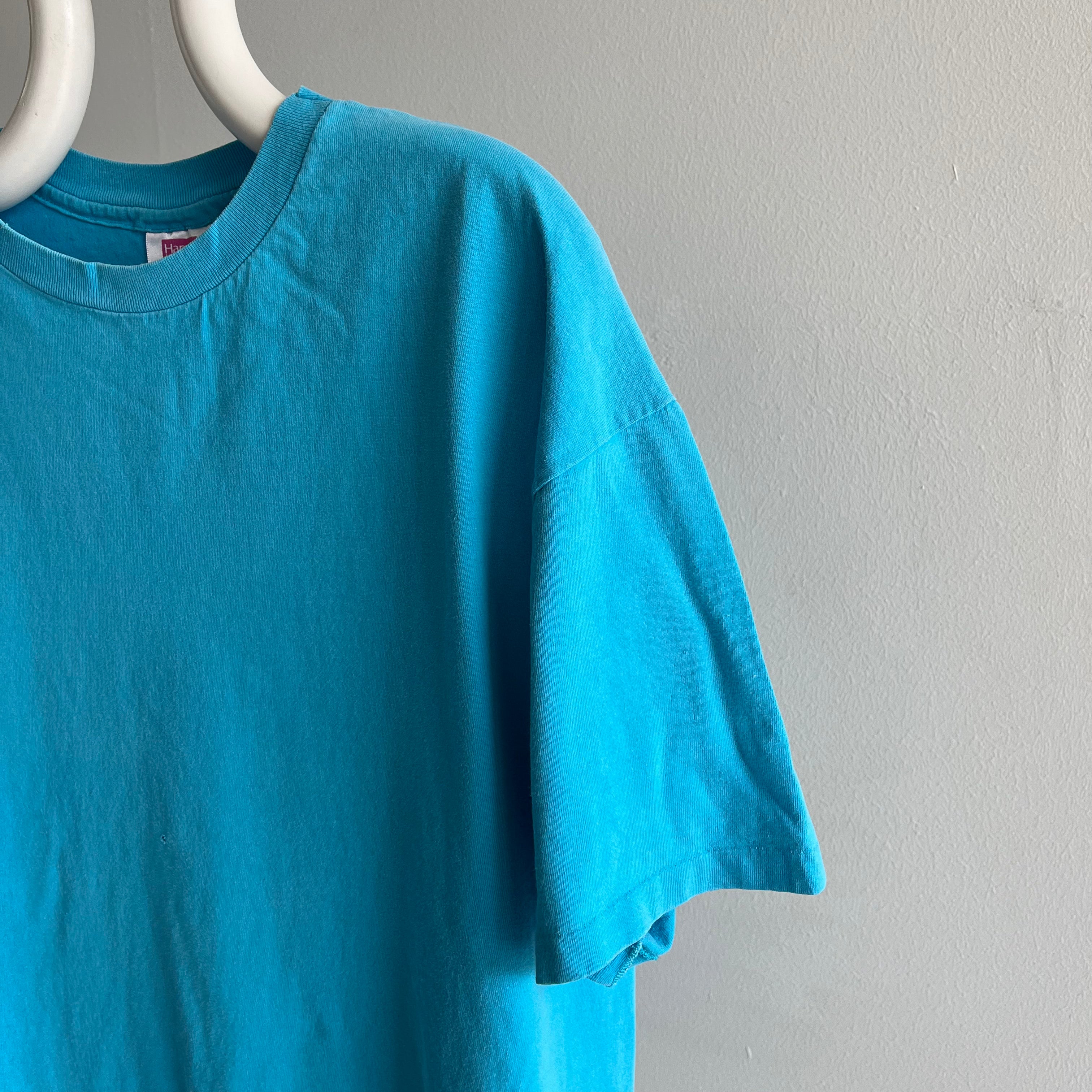 1990s HHW Blank Cotton Turquoise T-Shirt