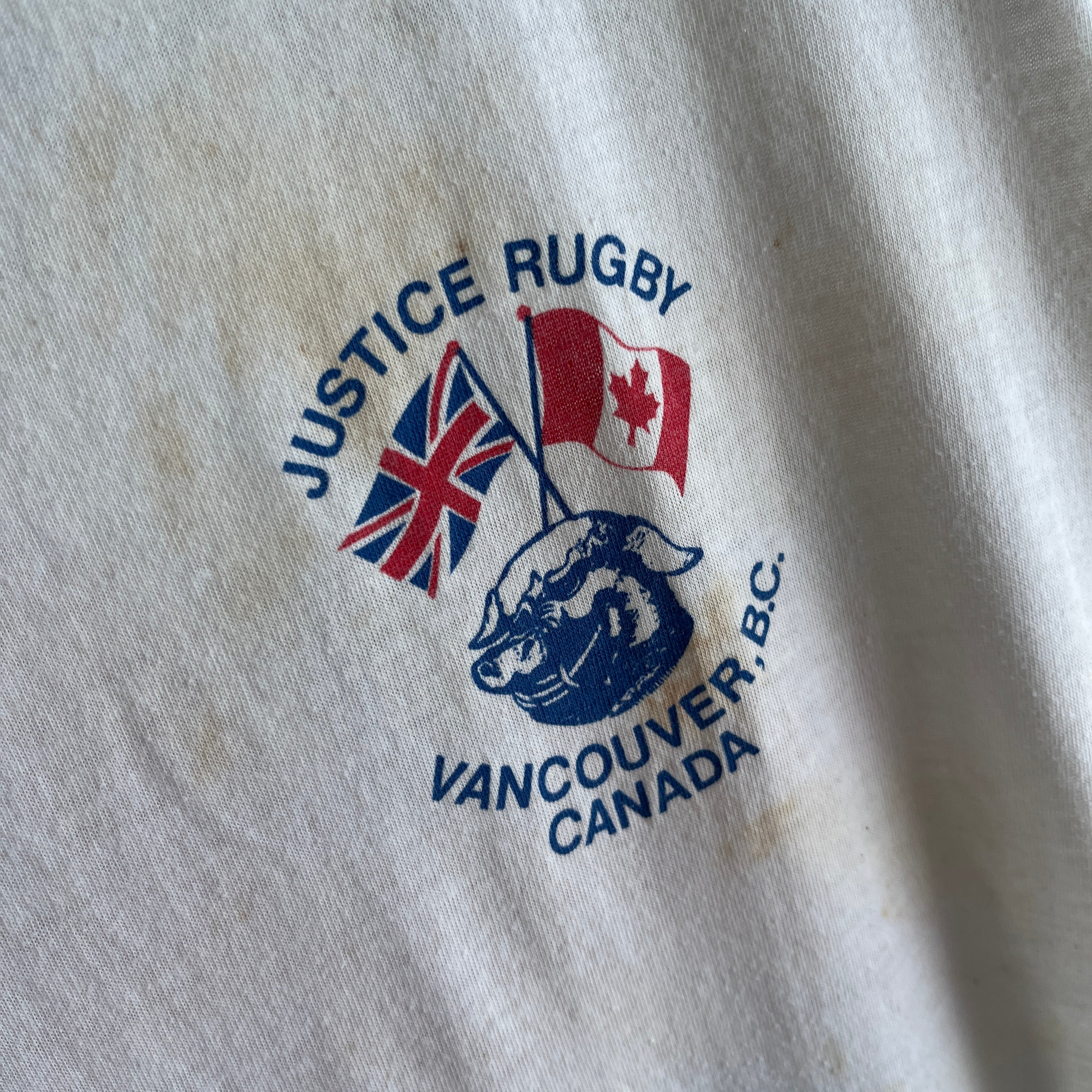 1987 Justice Rugby British Tour (The Backside) Vancouver, B.C. Canada - Super Stained