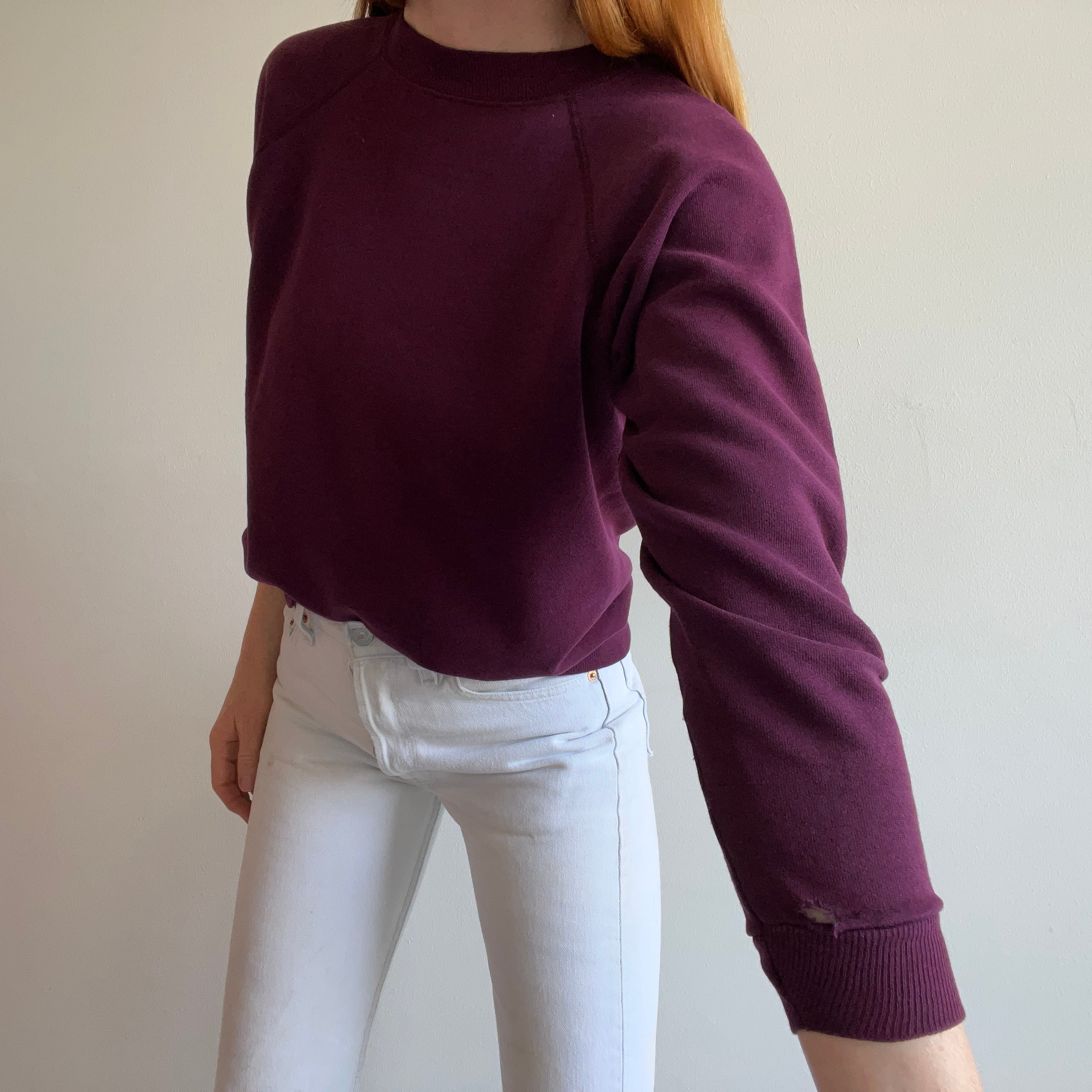 1990s Hanes Burgundy/Purple Blank Raglan