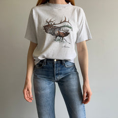 1991 Elk? Montana Pinstripe/Heather Gray Graphic T-Shirt