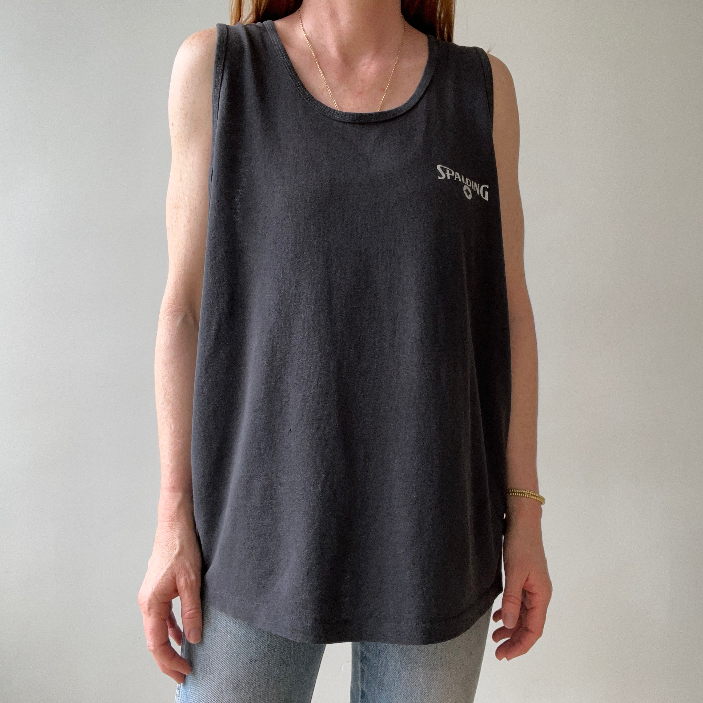 1980s Faded Black Spalding Tank Top