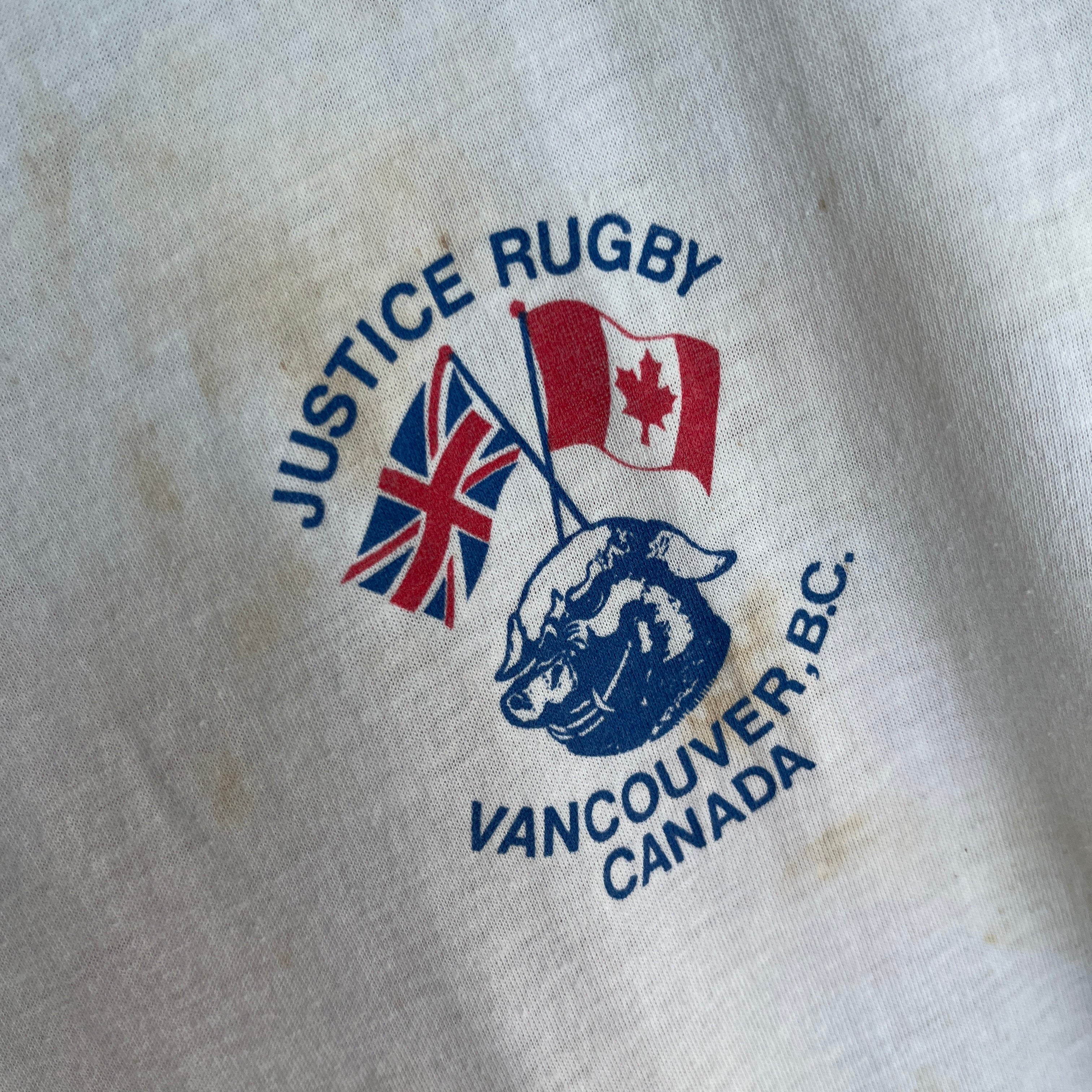 1987 Justice Rugby British Tour (The Backside) Vancouver, B.C. Canada - Super Stained