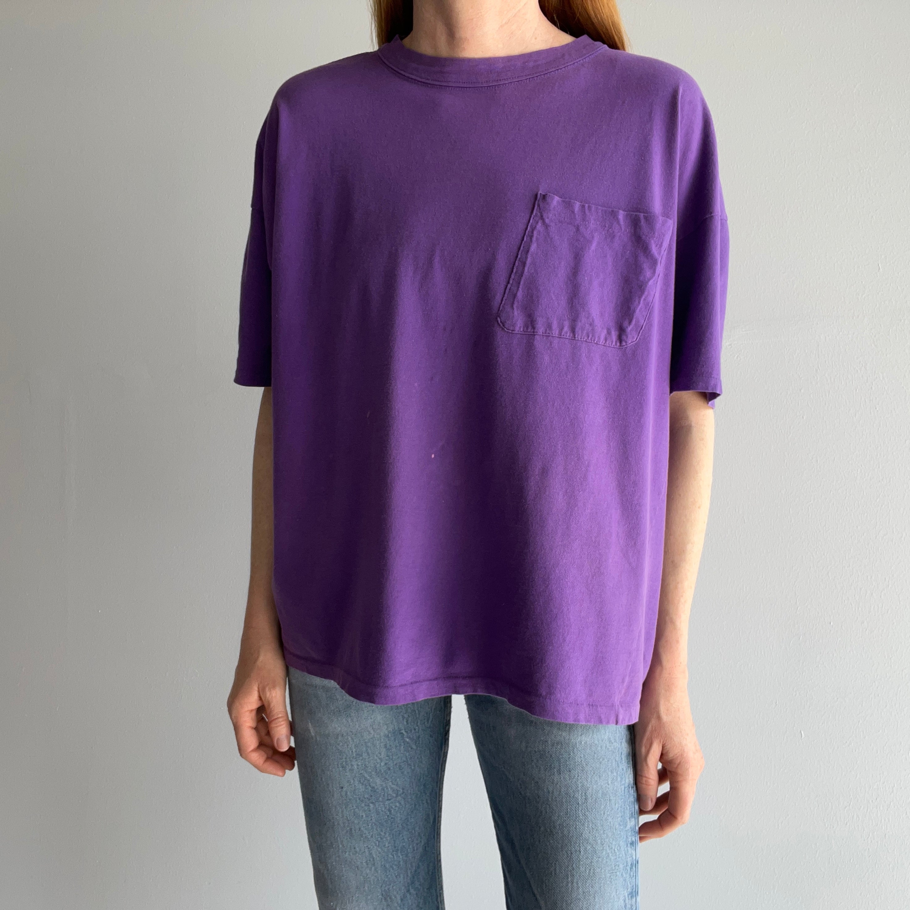 1980s Super Thin and Soft GITANo Purple Pocket T-Shirt - Easy Breezy