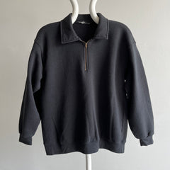 1980/90s Blank Black 1/4 Zip Polo Sweatshirt