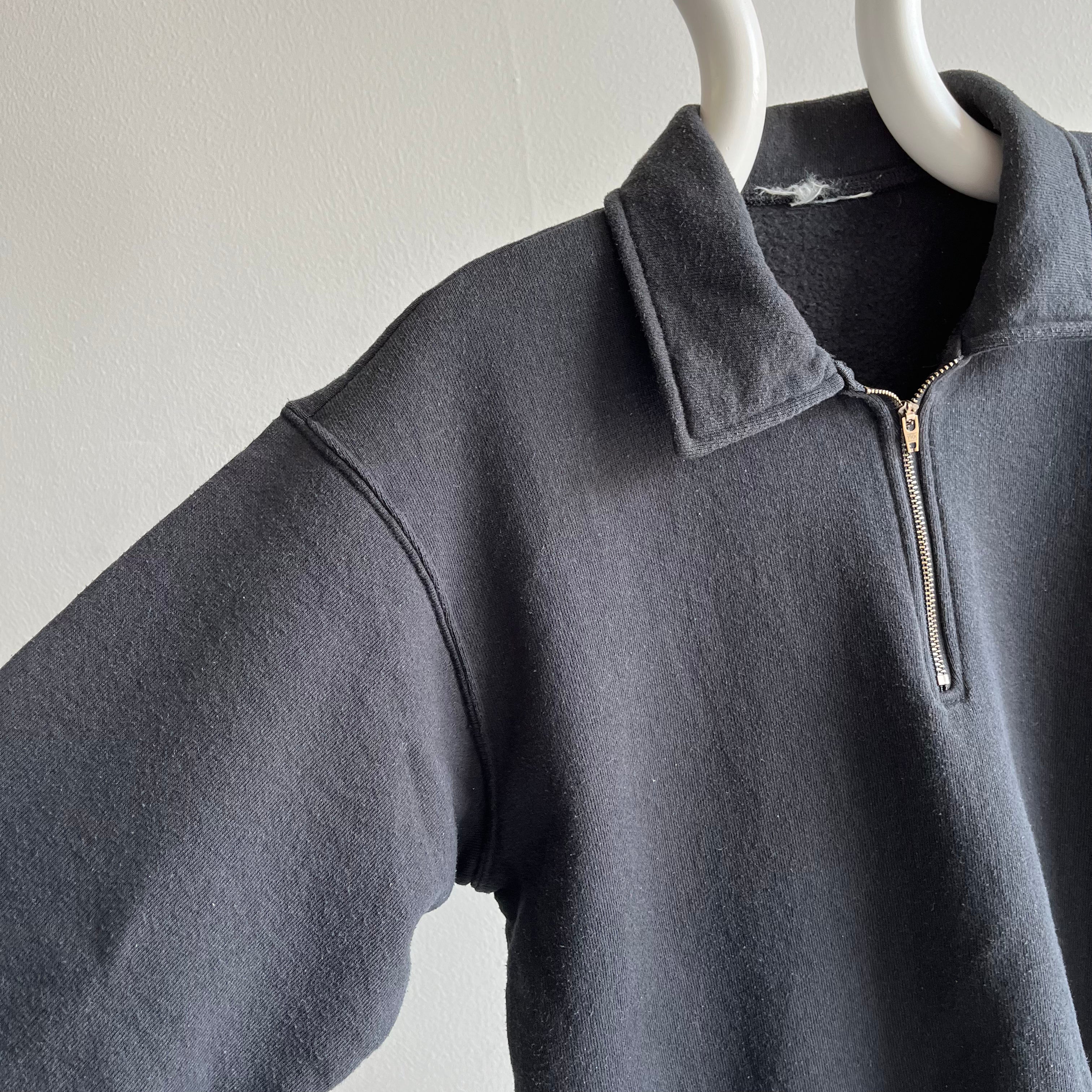 1980/90s Blank Black 1/4 Zip Polo Sweatshirt