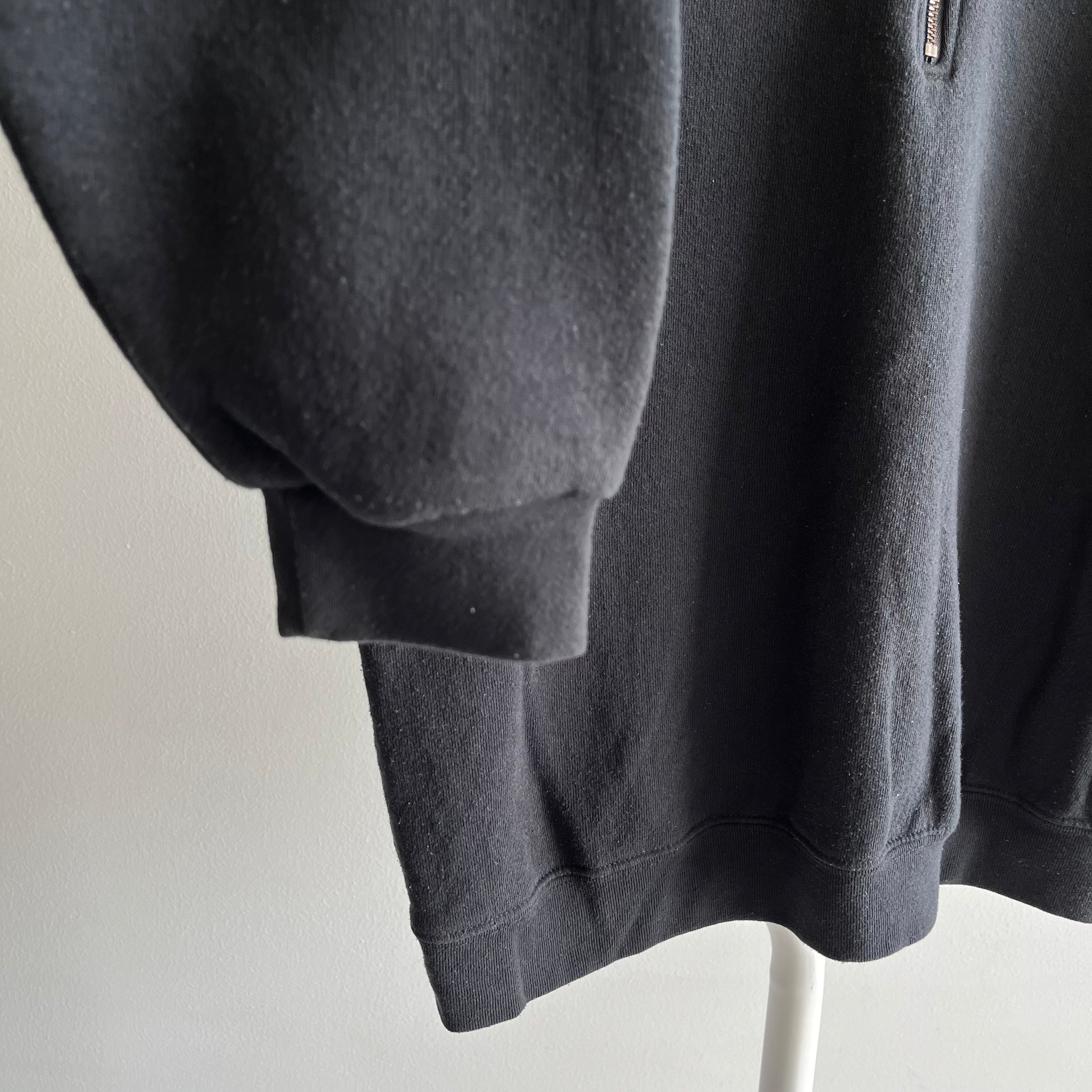 1980/90s Blank Black 1/4 Zip Polo Sweatshirt