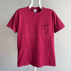 1980s !!!Towncraft!!! French Burgundy Cotton Pocket T-Shirt