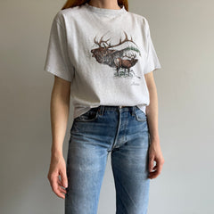 1991 Elk? Montana Pinstripe/Heather Gray Graphic T-Shirt