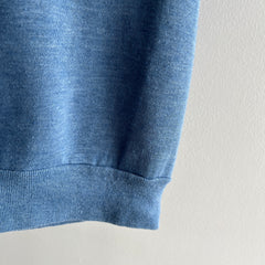 1970s Slate Blue V-Neck Warm Up - SO GOOD