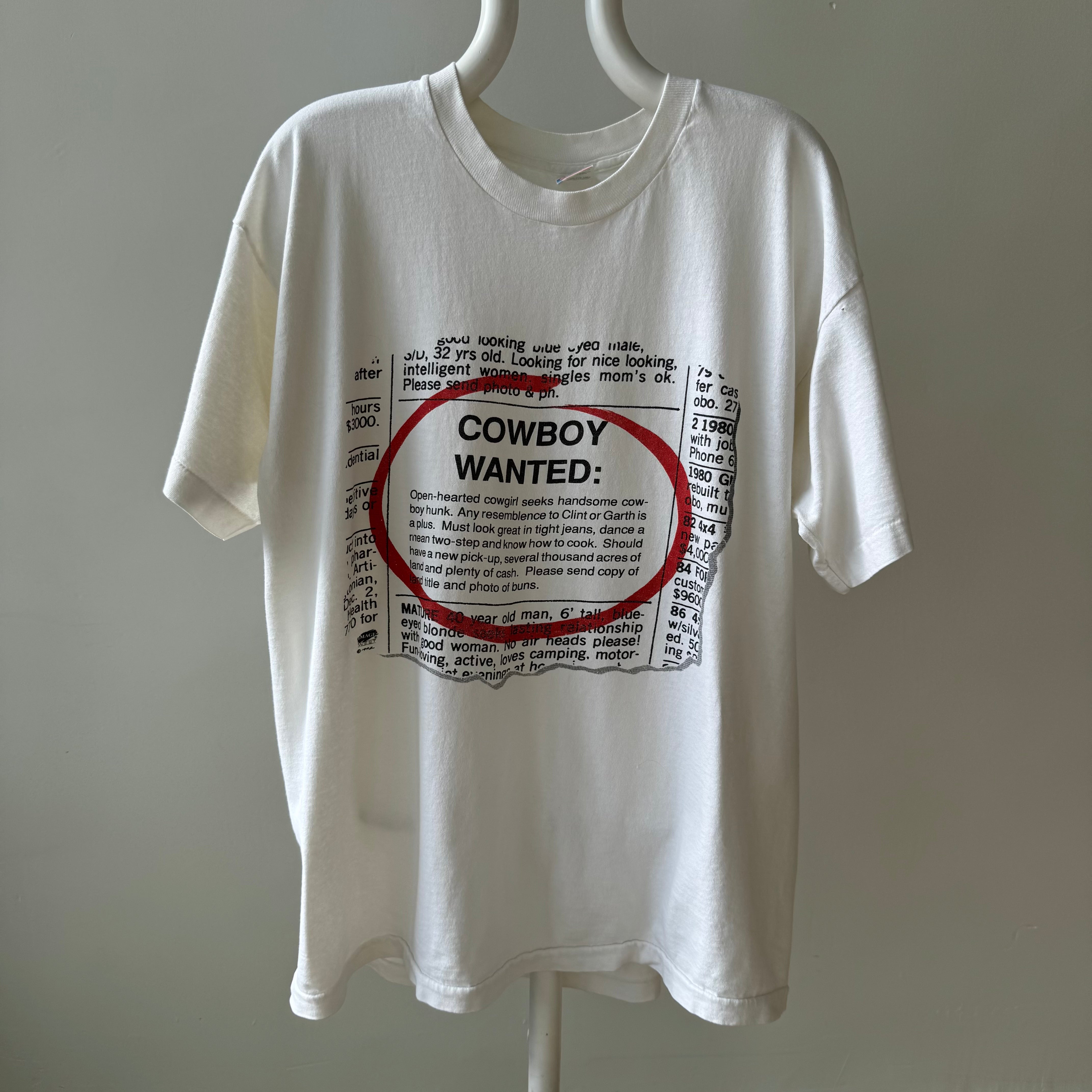 1990s Cowboy Wanted Ad T-Shirt  !!!!!!